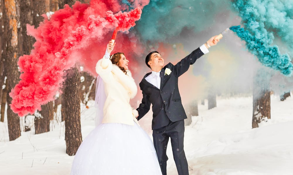 Winter wedding couple