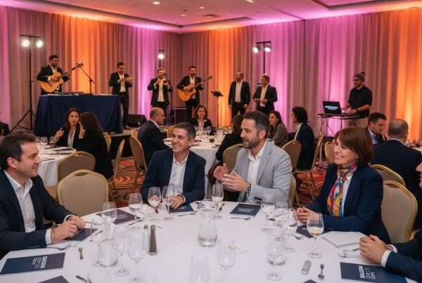 Corporate event with live Latin band and DJ on stage