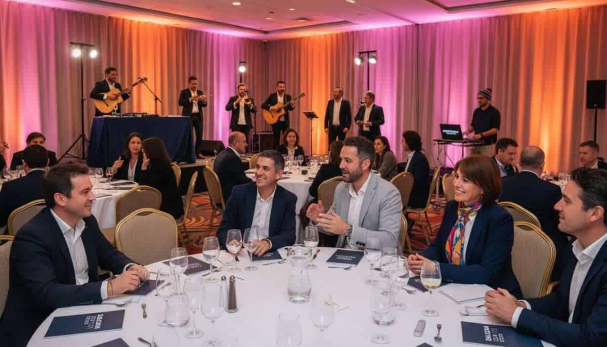 Corporate event with live Latin band and DJ on stage
